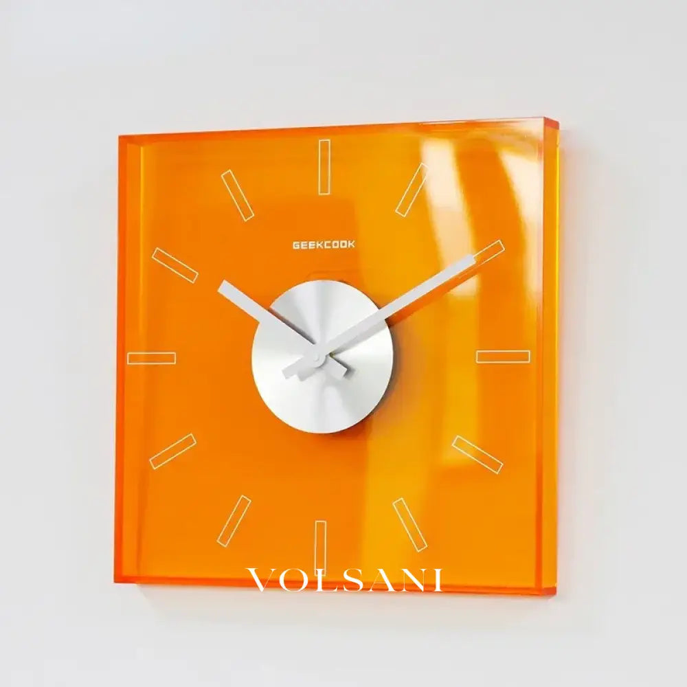 Acrylic Wall Clock with Square Frame Silent Living Room & Study Clock Quartz Movement 4 Colors 11.8in - Decor > Clocks