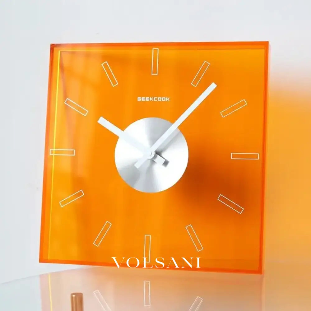 Acrylic Wall Clock with Square Frame Silent Living Room & Study Clock Quartz Movement 4 Colors 11.8in - Decor > Clocks