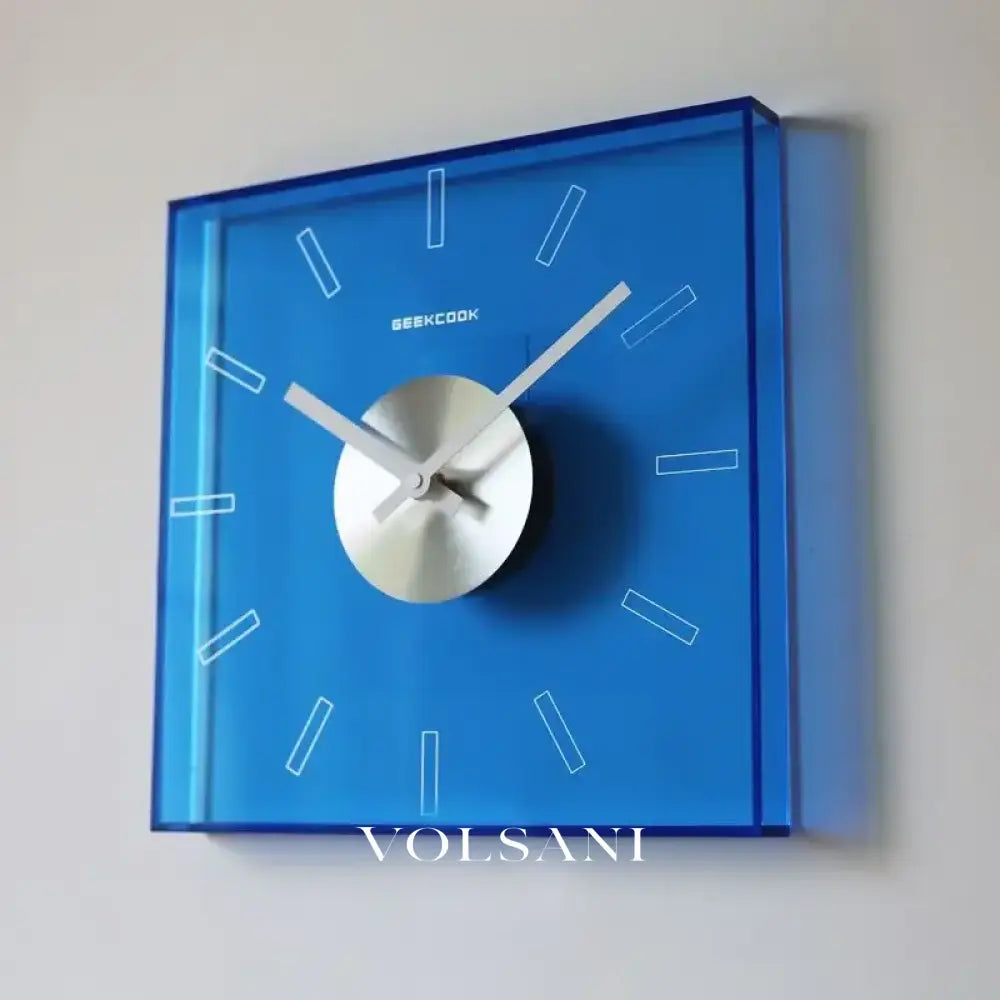 Acrylic Wall Clock with Square Frame Silent Living Room & Study Clock Quartz Movement 4 Colors 11.8in - Decor > Clocks