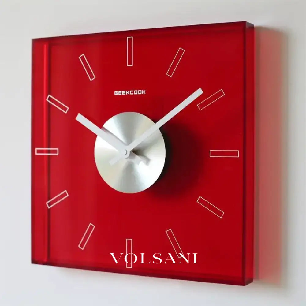 Acrylic Wall Clock with Square Frame Silent Living Room & Study Clock Quartz Movement 4 Colors 11.8in - Decor > Clocks