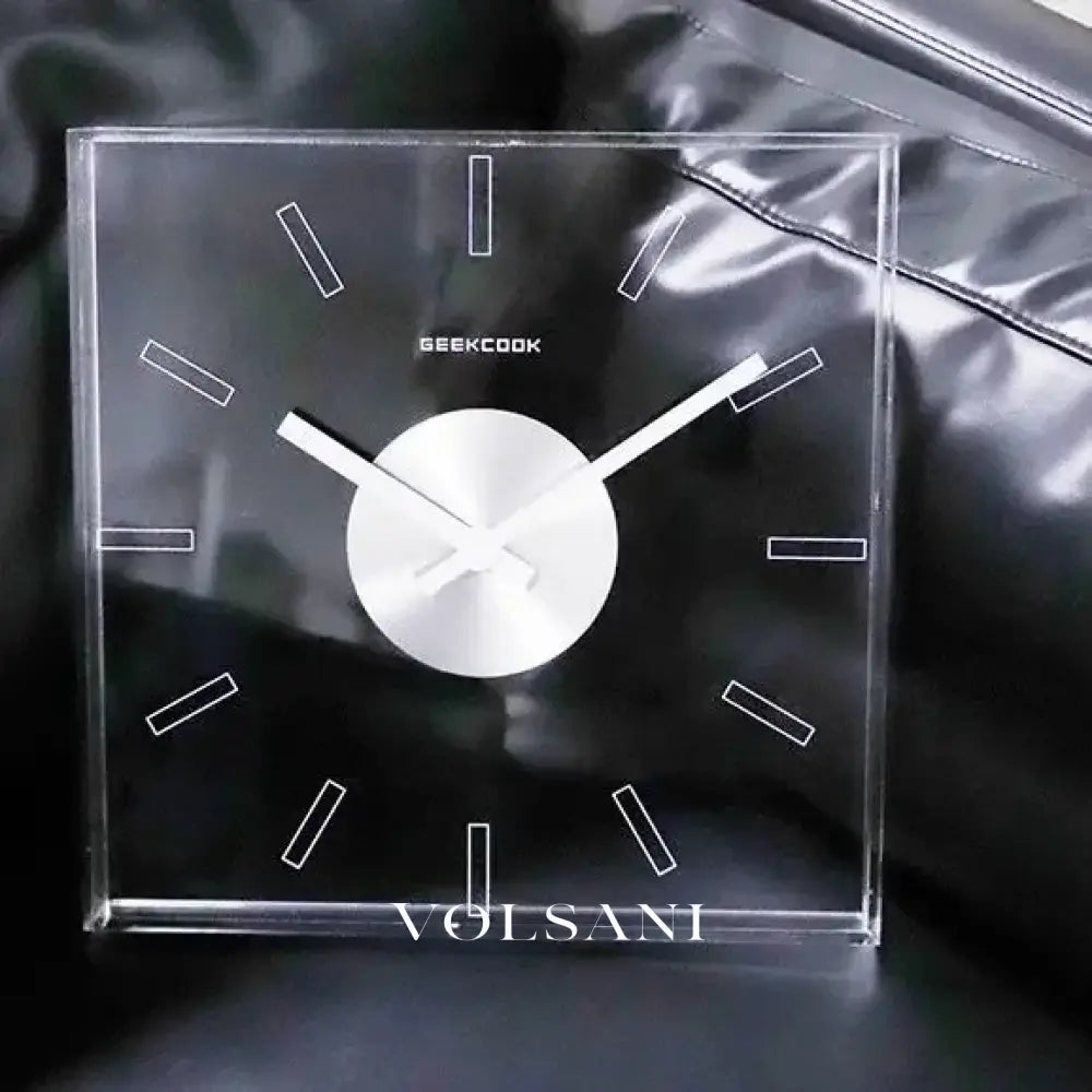 Acrylic Wall Clock with Square Frame Silent Living Room & Study Clock Quartz Movement 4 Colors 11.8in - Decor > Clocks