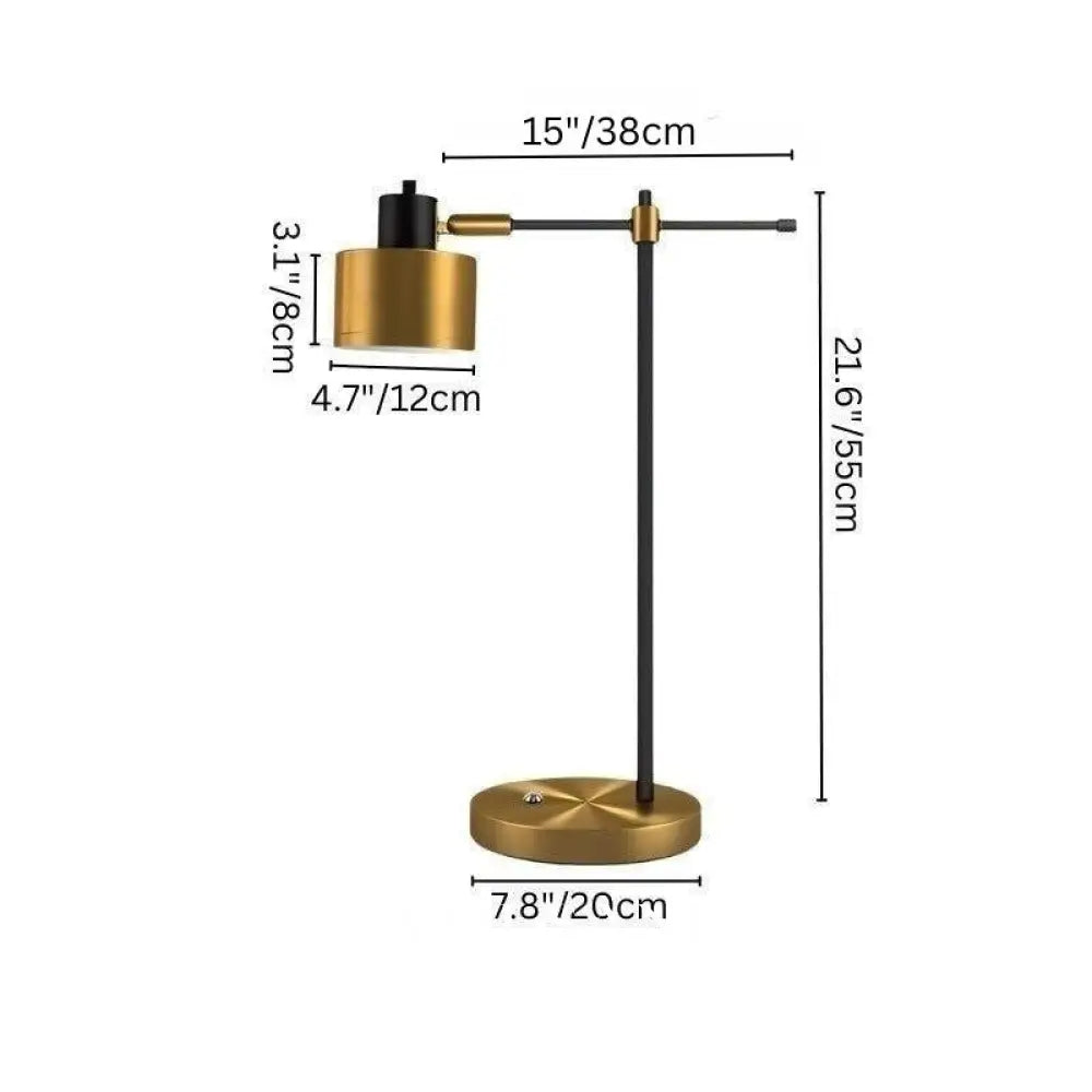 Adjustable Table Lamp with Rotating Head Iron Reading & Desk Lamp for Bedside Workspace 270 Degree Swivel Warm White