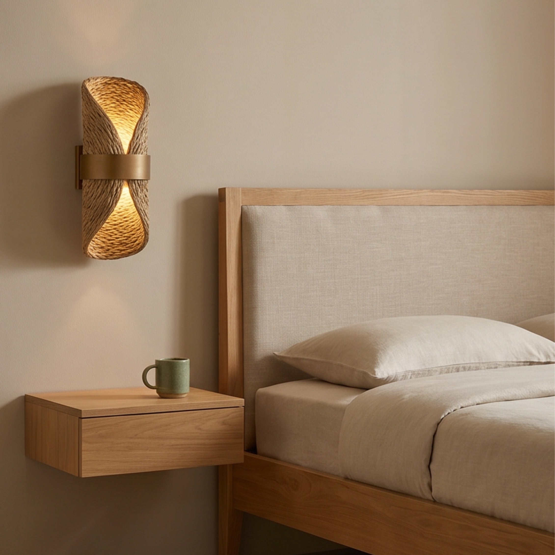 AKARI: Japanse Rotan Wandlamp met Henneptouw