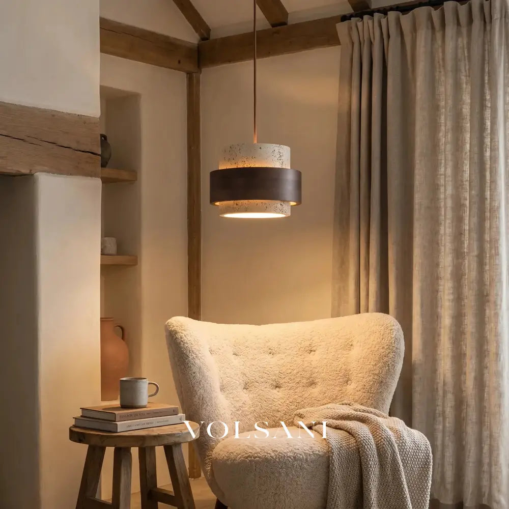 ALVA: Travertijn Hanglamp - Volsani