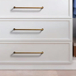 Zinc Cylindrical Drawer Pull Bars, Minimalist Kitchen & Wardrobe Hardware, Antique Brass-Look Finish, Set of 2, 3-7.6in