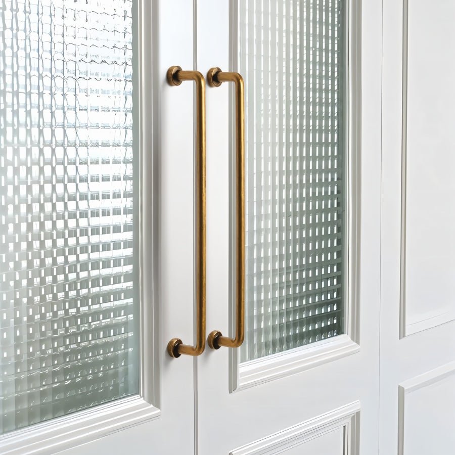 Zinc Cylindrical Drawer Pull Bars, Minimalist Kitchen & Wardrobe Hardware, Antique Brass-Look Finish, Set of 2, 3-7.6in