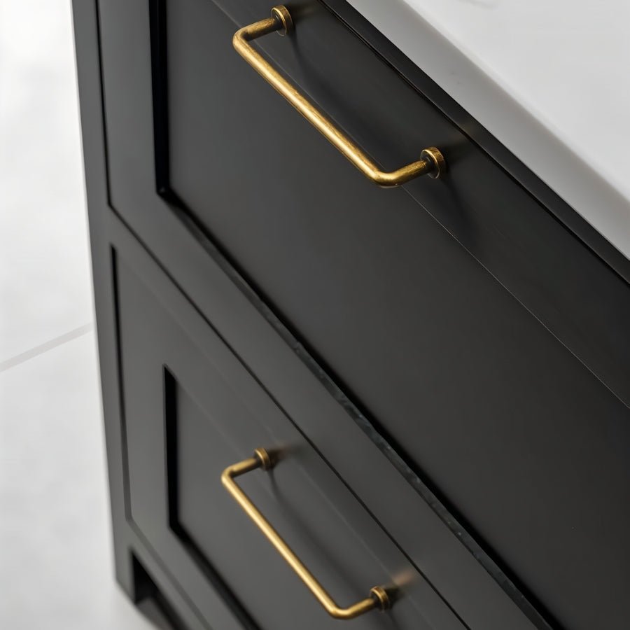 Zinc Cylindrical Drawer Pull Bars, Minimalist Kitchen & Wardrobe Hardware, Antique Brass-Look Finish, Set of 2, 3-7.6in