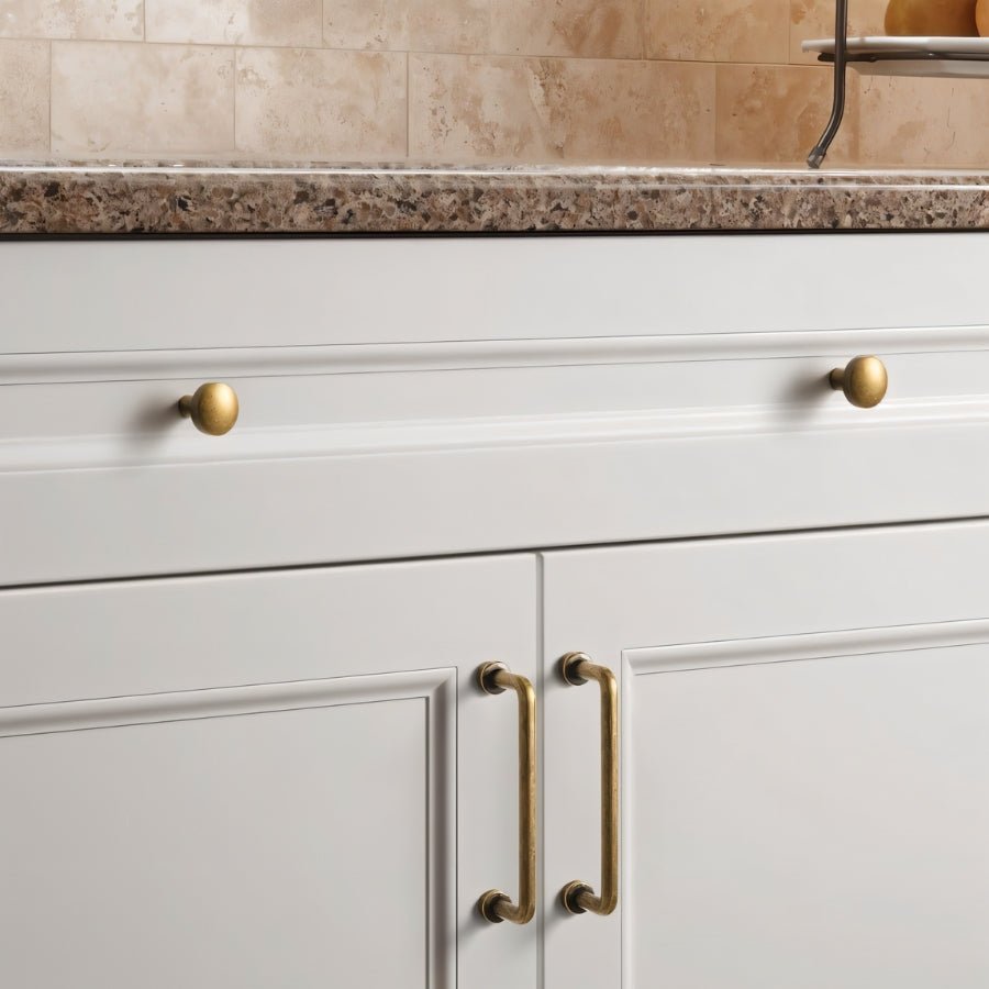 Zinc Cylindrical Drawer Pull Bars, Minimalist Kitchen & Wardrobe Hardware, Antique Brass-Look Finish, Set of 2, 3-7.6in
