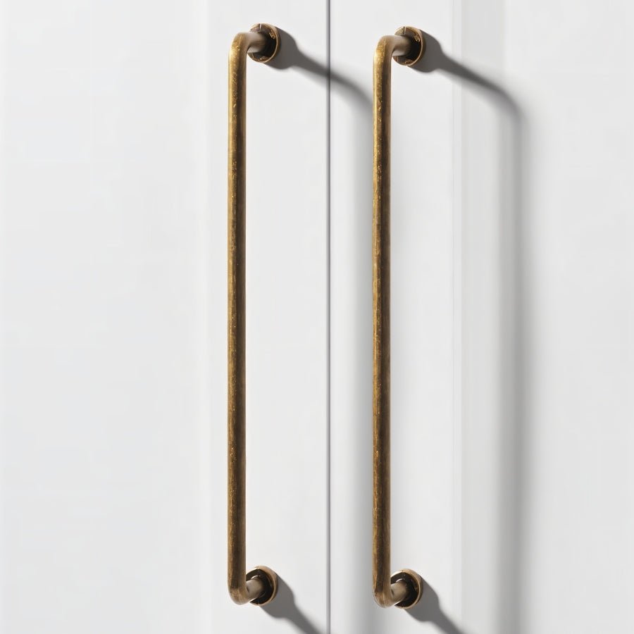 Zinc Cylindrical Drawer Pull Bars, Minimalist Kitchen & Wardrobe Hardware, Antique Brass-Look Finish, Set of 2, 3-7.6in
