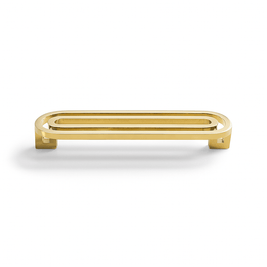 Brass Cabinet Knobs & Drawer Pulls, Gold-Tone Kitchen & Bathroom Hardware, Smooth Rounded Surface, Set of 2, 1.6in Knob & 3.8-5in Bars