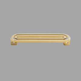 Brass Cabinet Knobs & Drawer Pulls, Gold-Tone Kitchen & Bathroom Hardware, Smooth Rounded Surface, Set of 2, 1.6in Knob & 3.8-5in Bars