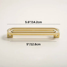 Brass Cabinet Knobs & Drawer Pulls, Gold-Tone Kitchen & Bathroom Hardware, Smooth Rounded Surface, Set of 2, 1.6in Knob & 3.8-5in Bars