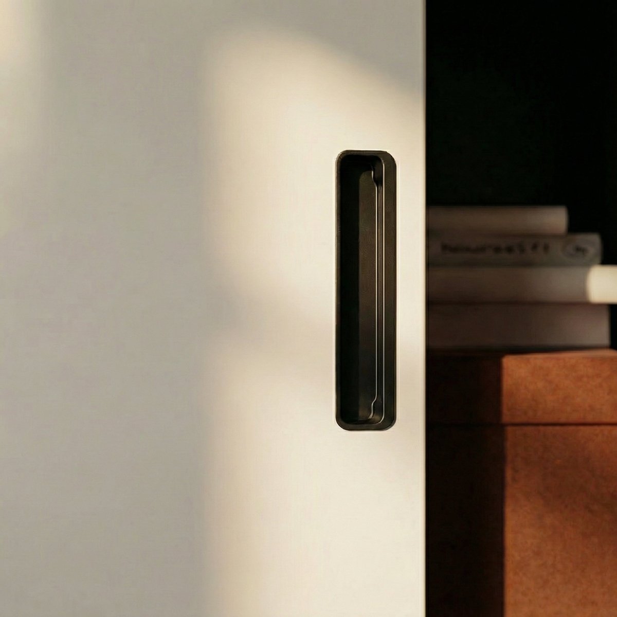 Slotted Sliding Door Handles, Modern Closet & Wardrobe Door Hardware, Golden Black & Grey Tones, Set of 2 Pieces, 6.9 x 1.2in