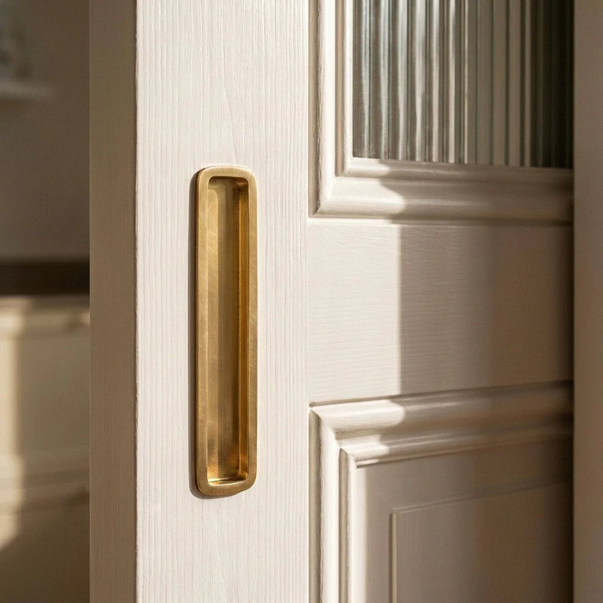 Slotted Sliding Door Handles, Modern Closet & Wardrobe Door Hardware, Golden Black & Grey Tones, Set of 2 Pieces, 6.9 x 1.2in