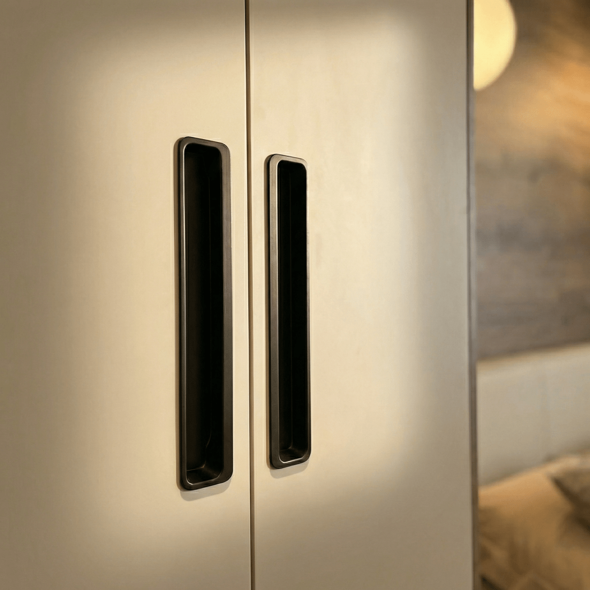 Slotted Sliding Door Handles, Modern Closet & Wardrobe Door Hardware, Golden Black & Grey Tones, Set of 2 Pieces, 6.9 x 1.2in