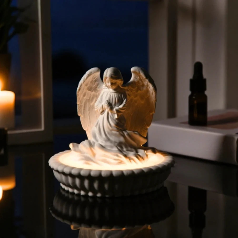 Angel Night Light, Rechargeable Gypsum Aroma Diffuser Lamp, Dimmable, 5in
