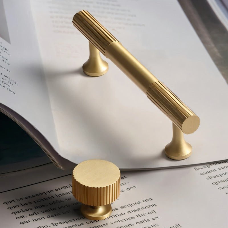 Solid Brass Cabinet Knobs & Drawer Pulls, Minimalist Kitchen & Bedroom Hardware, Tarnish-Resistant Brass, Set of 2, 1.1-12.6in