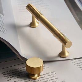Solid Brass Cabinet Knobs & Drawer Pulls, Minimalist Kitchen & Bedroom Hardware, Tarnish-Resistant Brass, Set of 2, 1.1-12.6in