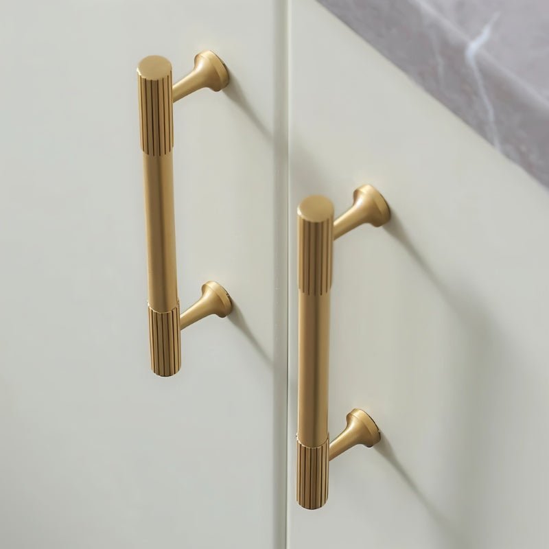 Solid Brass Cabinet Knobs & Drawer Pulls, Minimalist Kitchen & Bedroom Hardware, Tarnish-Resistant Brass, Set of 2, 1.1-12.6in