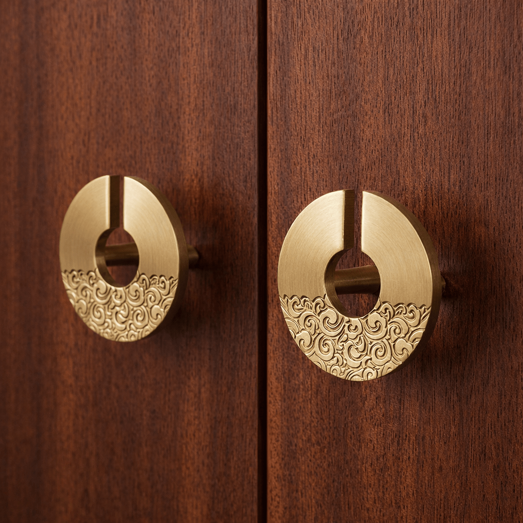 Brass Cabinet Knobs & Pull Bar, Vintage Desk & Drawer Cabinet Hardware, Antique Finish, Set of 2 in 11 Sizes, 1-3.2in