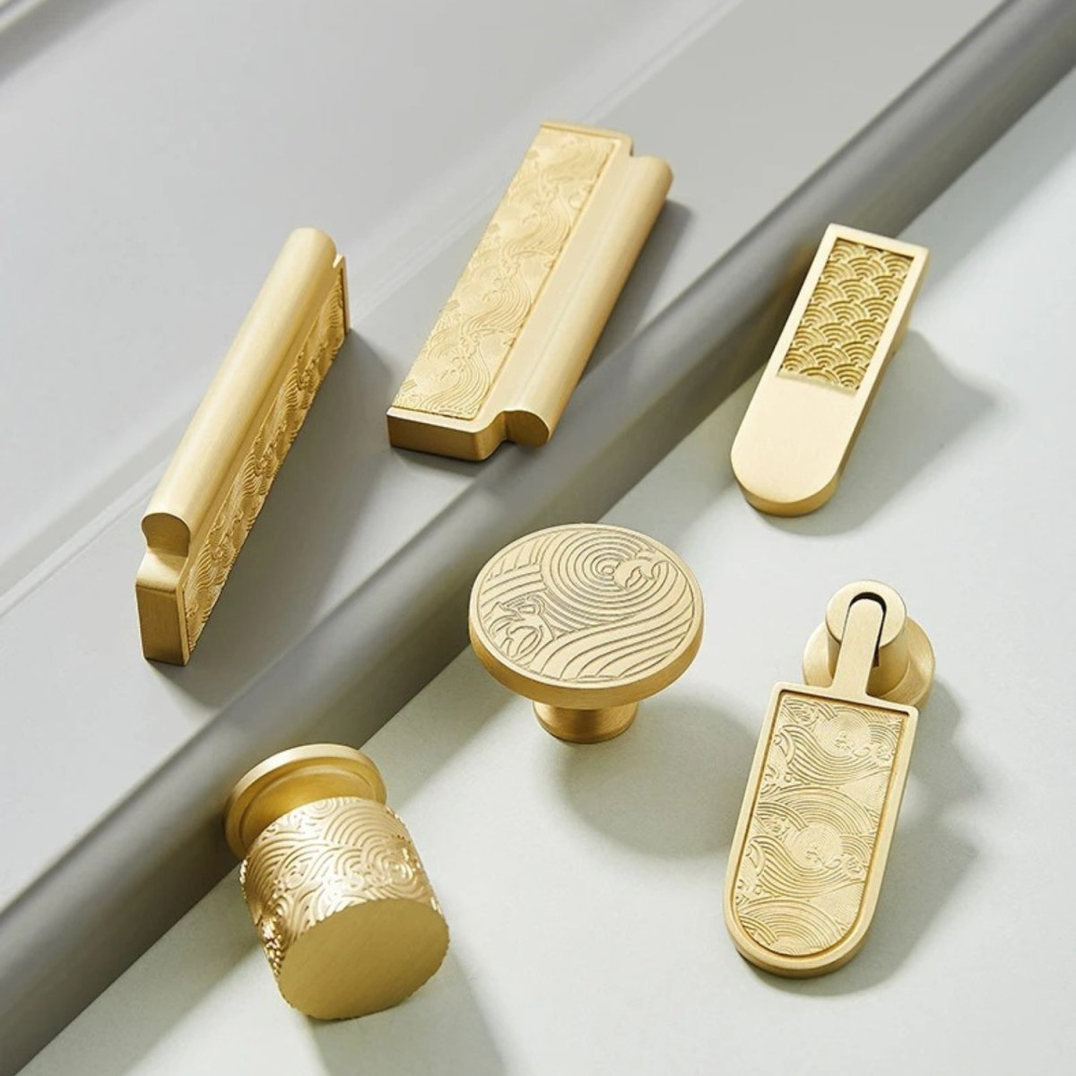Brass Cabinet Knobs & Pull Bar, Vintage Desk & Drawer Cabinet Hardware, Antique Finish, Set of 2 in 11 Sizes, 1-3.2in