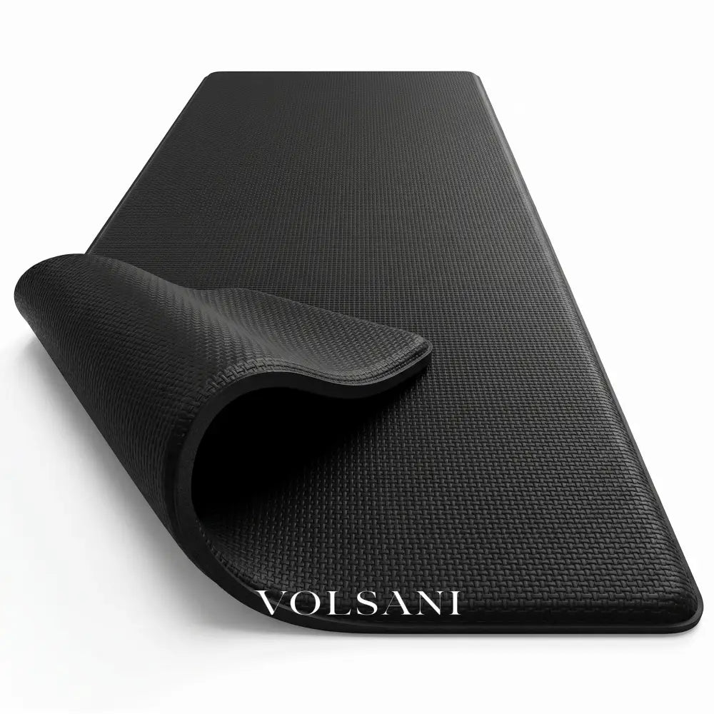 Anti Fatigue Kitchen Mat with Cushioned Base Non Slip Kitchen & Sink Runner Wipe Clean PU 4 Colors 29-71in - Black / 45