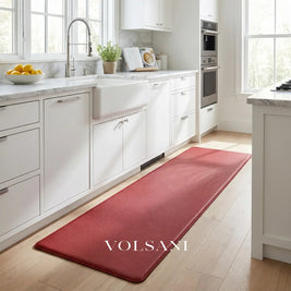 Anti Fatigue Kitchen Mat with Cushioned Base Non Slip Kitchen & Sink Runner Wipe Clean PU 4 Colors 29-71in - Red / 45 x