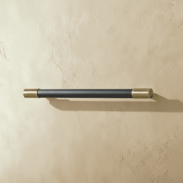 Leather-Wrapped Brass Cabinet Knobs & Pulls, Modern Kitchen & Wardrobe Hardware, Stitched Cylindrical Grip, Set of 2 Pieces, 0.8-6.2in