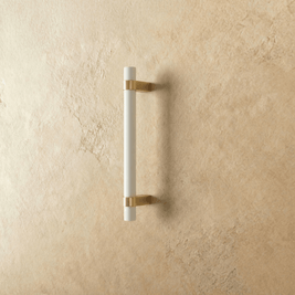 Wood & Brass Cabinet Knobs & Drawer Pulls, Modern Kitchen & Dresser Hardware, White Pink & Black Tones, Set of 2, 2.4-12.6in
