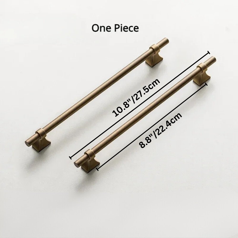 Antique Brass-Finish Cabinet Knobs & Drawer Pulls, Vintage Kitchen & Dresser Hardware, Aged Ergonomic Grip, Set of 2 Pieces, 2.4-12.6in