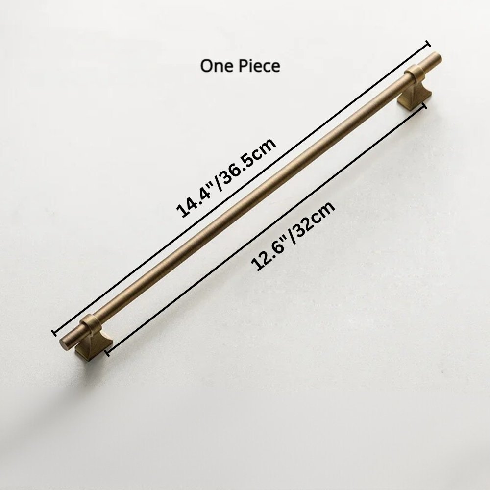 Antique Brass-Finish Cabinet Knobs & Drawer Pulls, Vintage Kitchen & Dresser Hardware, Aged Ergonomic Grip, Set of 2 Pieces, 2.4-12.6in