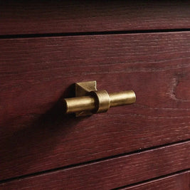 Antique Brass-Finish Cabinet Knobs & Drawer Pulls, Vintage Kitchen & Dresser Hardware, Aged Ergonomic Grip, Set of 2 Pieces, 2.4-12.6in