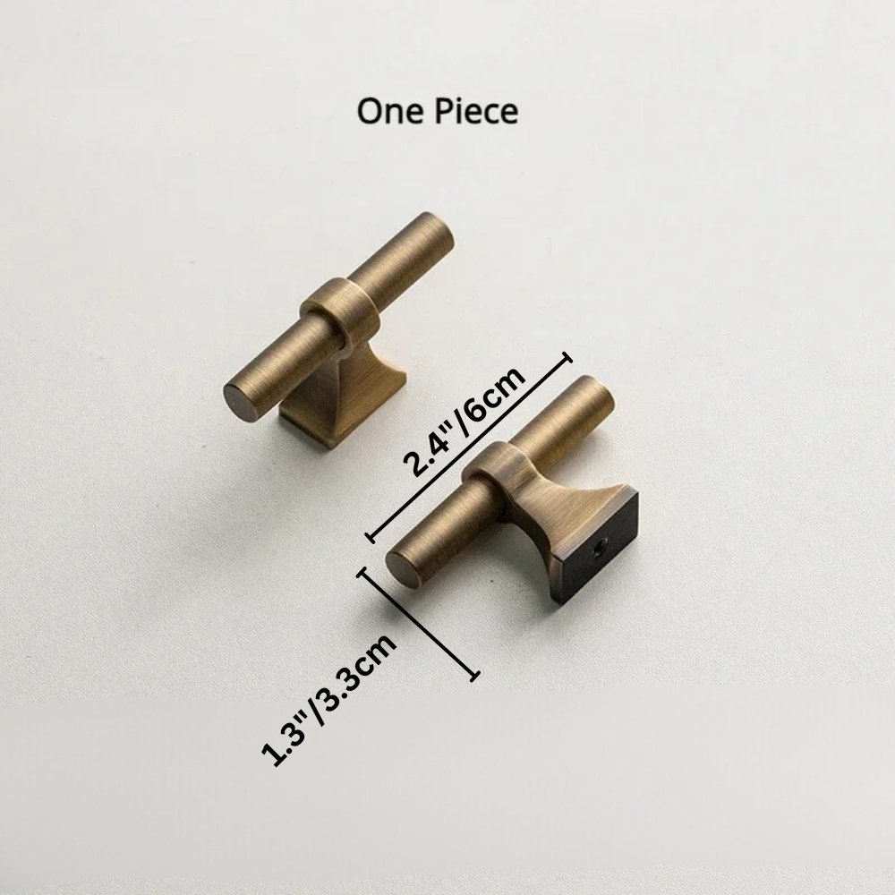 Antique Brass-Finish Cabinet Knobs & Drawer Pulls, Vintage Kitchen & Dresser Hardware, Aged Ergonomic Grip, Set of 2 Pieces, 2.4-12.6in
