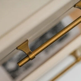 Antique Brass-Finish Cabinet Knobs & Drawer Pulls, Vintage Kitchen & Dresser Hardware, Aged Ergonomic Grip, Set of 2 Pieces, 2.4-12.6in