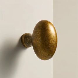 Brass Oval Cabinet Knobs, Antique Kitchen & Dresser Hardware, Smooth Ergonomic Grip, Set of 2, 1.3in & 2.9in Sizes