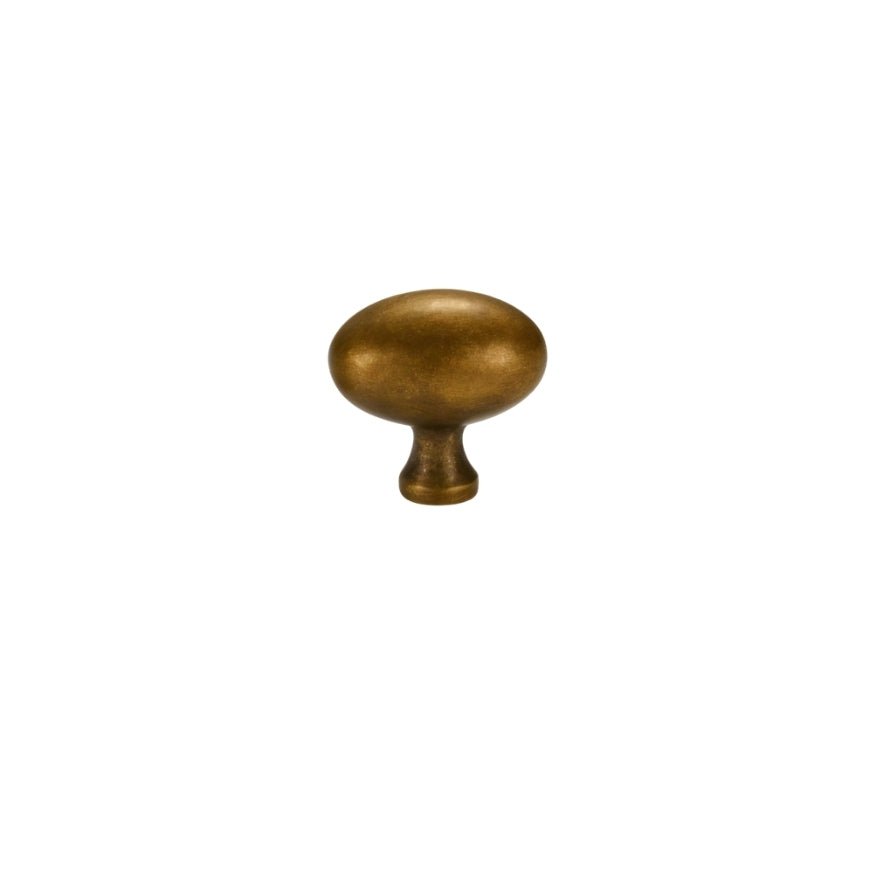 Brass Oval Cabinet Knobs, Antique Kitchen & Dresser Hardware, Smooth Ergonomic Grip, Set of 2, 1.3in & 2.9in Sizes
