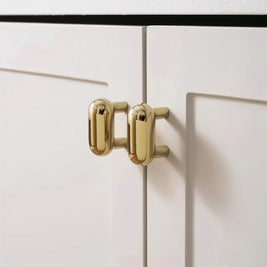 Solid Brass Capsule Cabinet Knobs, Minimalist Kitchen & Vanity Hardware, Polished Silver & Gold, Set of 2 Pieces, 1.5 x 1.1in