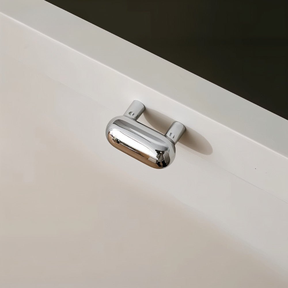 Solid Brass Capsule Cabinet Knobs, Minimalist Kitchen & Vanity Hardware, Polished Silver & Gold, Set of 2 Pieces, 1.5 x 1.1in