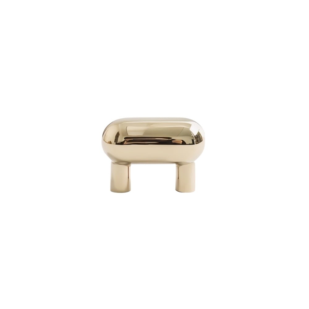 Solid Brass Capsule Cabinet Knobs, Minimalist Kitchen & Vanity Hardware, Polished Silver & Gold, Set of 2 Pieces, 1.5 x 1.1in