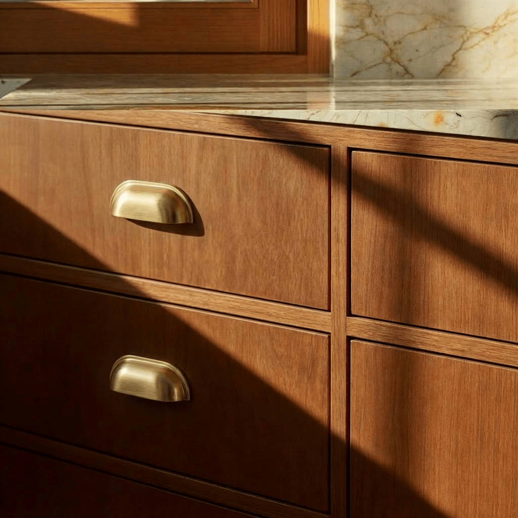 Solid Brass Drawer Pulls, Modern Kitchen & Wardrobe Hardware, Brushed Finish, Set of 2 in Brass & Vintage Brass, 3-5in