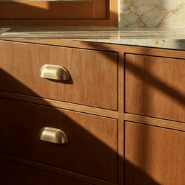 Solid Brass Drawer Pulls, Modern Kitchen & Wardrobe Hardware, Brushed Finish, Set of 2 in Brass & Vintage Brass, 3-5in