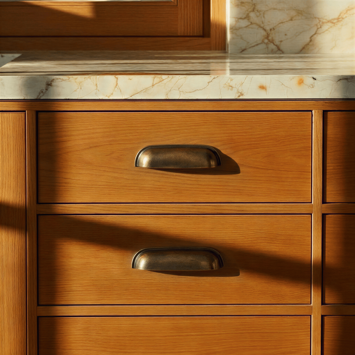 Solid Brass Drawer Pulls, Modern Kitchen & Wardrobe Hardware, Brushed Finish, Set of 2 in Brass & Vintage Brass, 3-5in