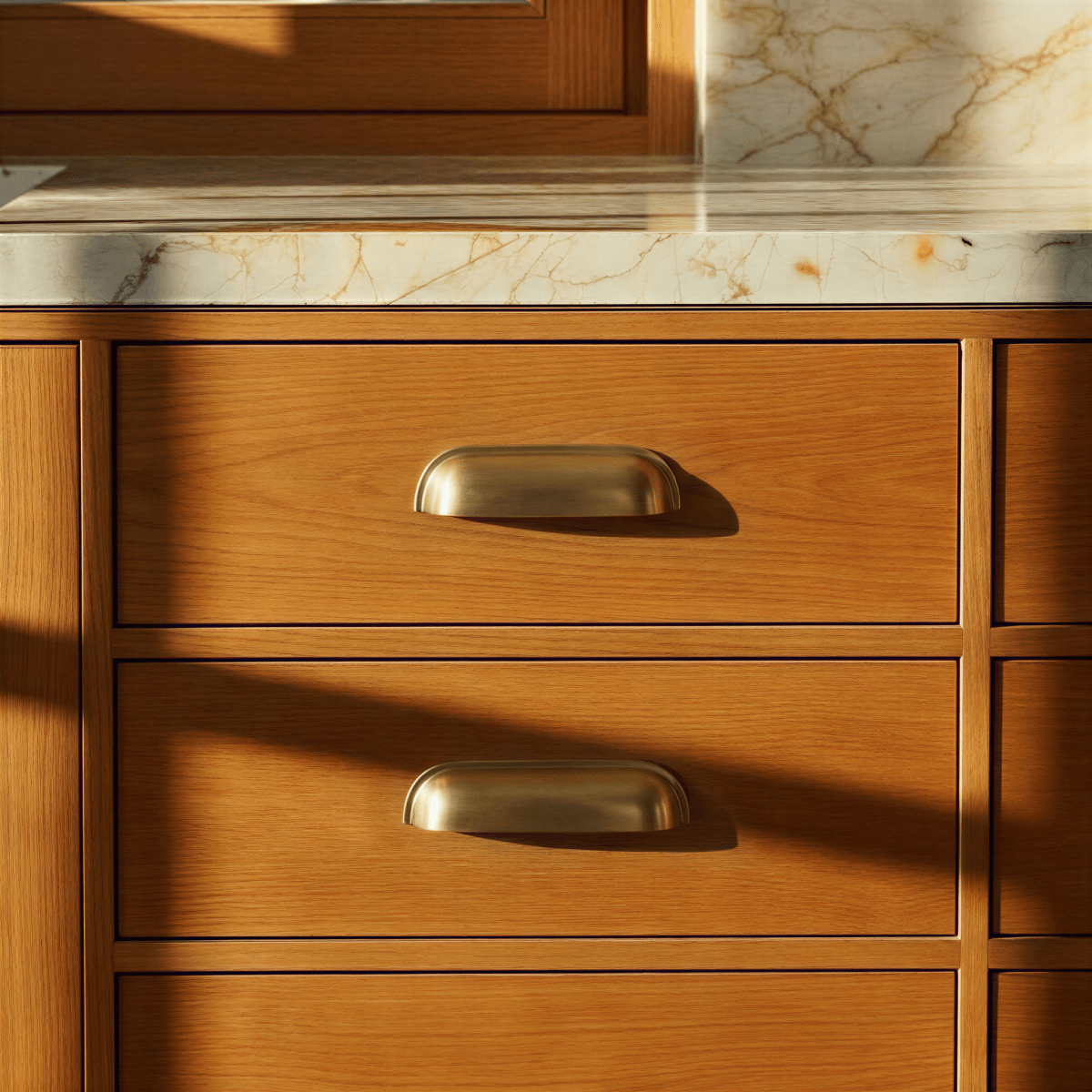 Solid Brass Drawer Pulls, Modern Kitchen & Wardrobe Hardware, Brushed Finish, Set of 2 in Brass & Vintage Brass, 3-5in