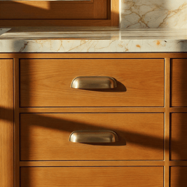 Solid Brass Drawer Pulls, Modern Kitchen & Wardrobe Hardware, Brushed Finish, Set of 2 in Brass & Vintage Brass, 3-5in