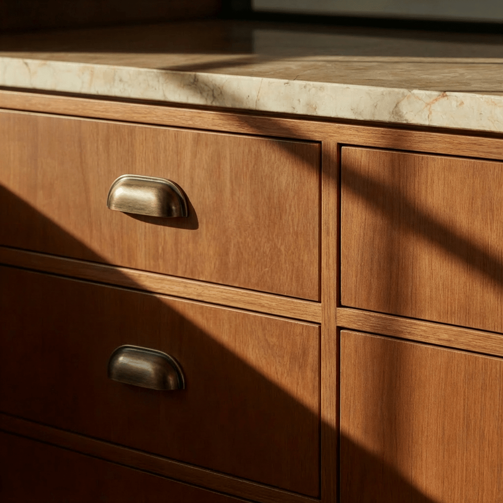 Solid Brass Drawer Pulls, Modern Kitchen & Wardrobe Hardware, Brushed Finish, Set of 2 in Brass & Vintage Brass, 3-5in