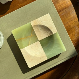 Checkered Marble Tray, Square Jewelry & Key Catchall for Entryway, 5.9in