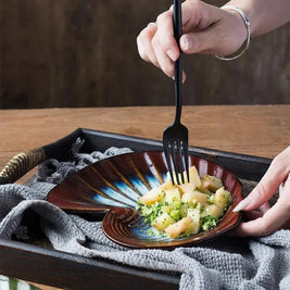 Porcelain Shell Plate, Reactive Glaze Dessert & Serving Dish, 3 Colors, 8in