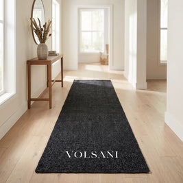 Black Jute Rug with Chunky Braided Weave Handwoven Living Room & Hallway Rug Natural Fiber 19 Sizes 23-118in - Decor >