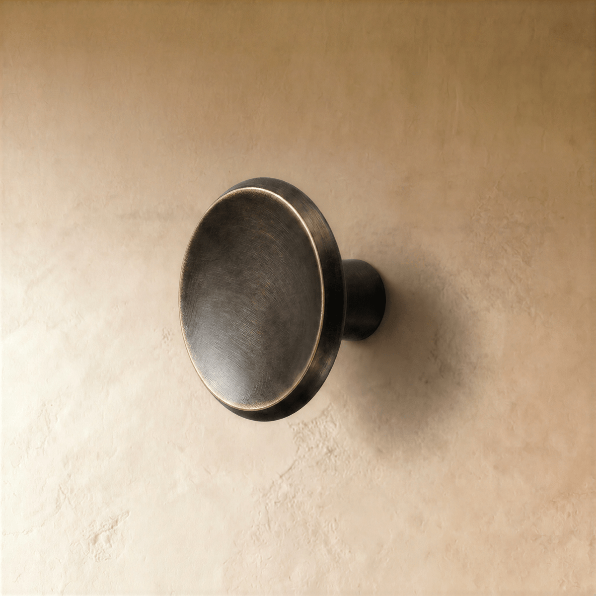 Round Brass Cabinet Knobs, Minimalist Kitchen & Wardrobe Hardware, Concave Chamfered Face, Set of 2, 1.1in Diameter