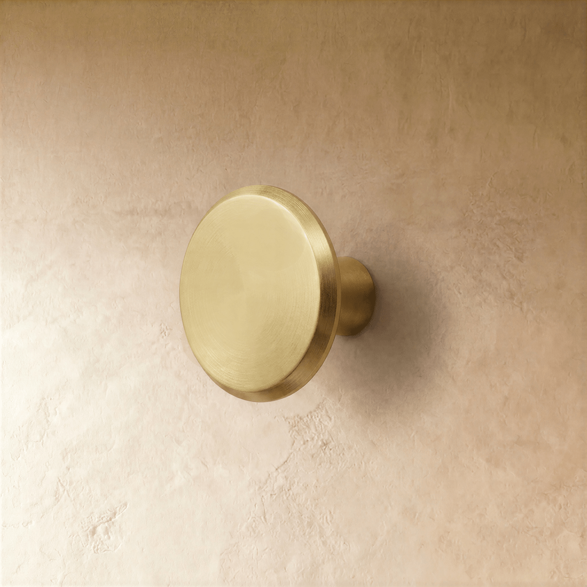 Round Brass Cabinet Knobs, Minimalist Kitchen & Wardrobe Hardware, Concave Chamfered Face, Set of 2, 1.1in Diameter